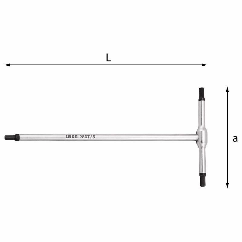 F3054100019 PVS Chiavi a T con maschio esagonale, misura: 280 T - 6 - Art. U02800137 Usag