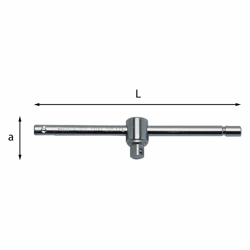 F3054100083 PVS Leva a T con attacco quadro scorrevole, misura: 240 1/2 N - 280 - Art. u02400004 Usag