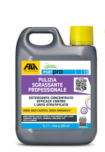 F394553000012 PS87 PRO 1L pulitore sgrassante professionale per ceramica, pietra, cotto e cemento da 1 lt art.53000012 Fila