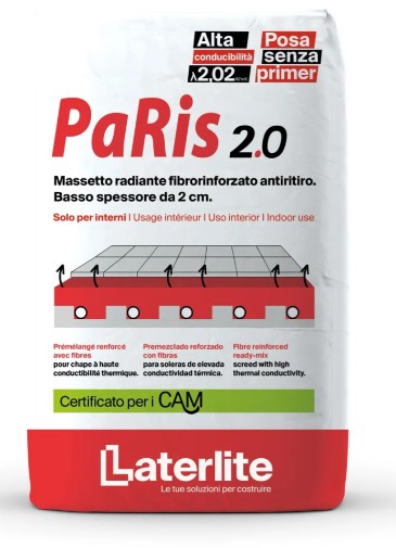 E3626PARIS20 PARIS 2.0 MASSETTO PARIS 2.0 FIBRORINFORZATO per pavimento radiante  bc=64sa/1600 KG art.LPMS402064 Laterlite