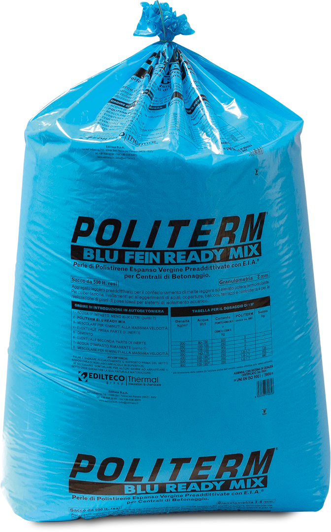 E3924POLITERMBL POLITERM BLU 170LT PALLETTONE aggregato superleggero in polistirene espanso per massetti 1BC=20SA Art. 01P01170GIT0 Edil...