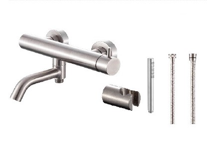 E3951ARK105 MISCELATORE VASCA in ACCIAIO serie TEKNO COMPLETO di KIT DOCCIA, FLESSIBILE, SUPPORTO e DOCCIA Art. ARK105 rubinetteria ...