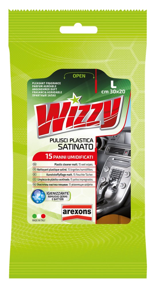 F300310007 PVS WIZZY PULISCI PLASTICA SATINATO 8 LINGUE 15 PANNI Art. 1921M Arexons