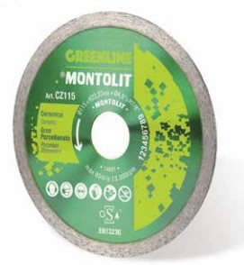 F3012CZ115 Art. CZ115 Disco DIAMANTATO CERMONT Ø 115x22.2 per taglio gres/ceramica per smerigliatrice Montolit