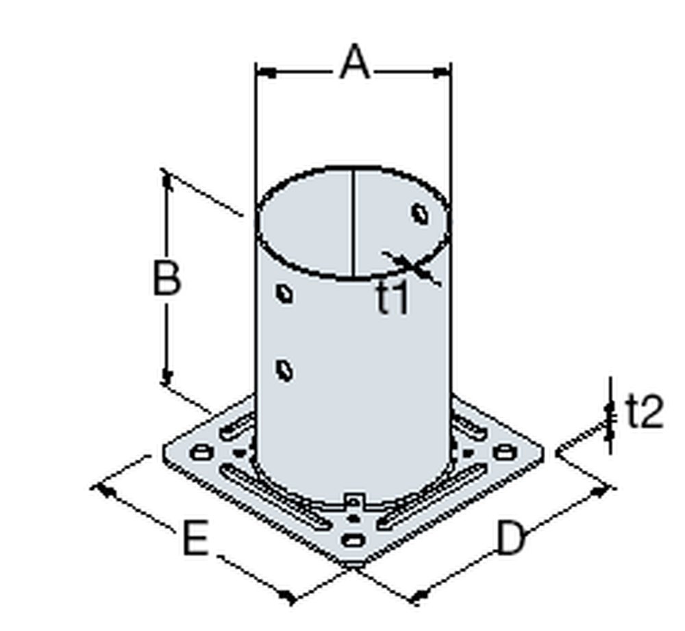 F3018100180 PVS Portapilastro per travi tonde, 101x150, cf=8pz Art. PPJRB100 Friulsider