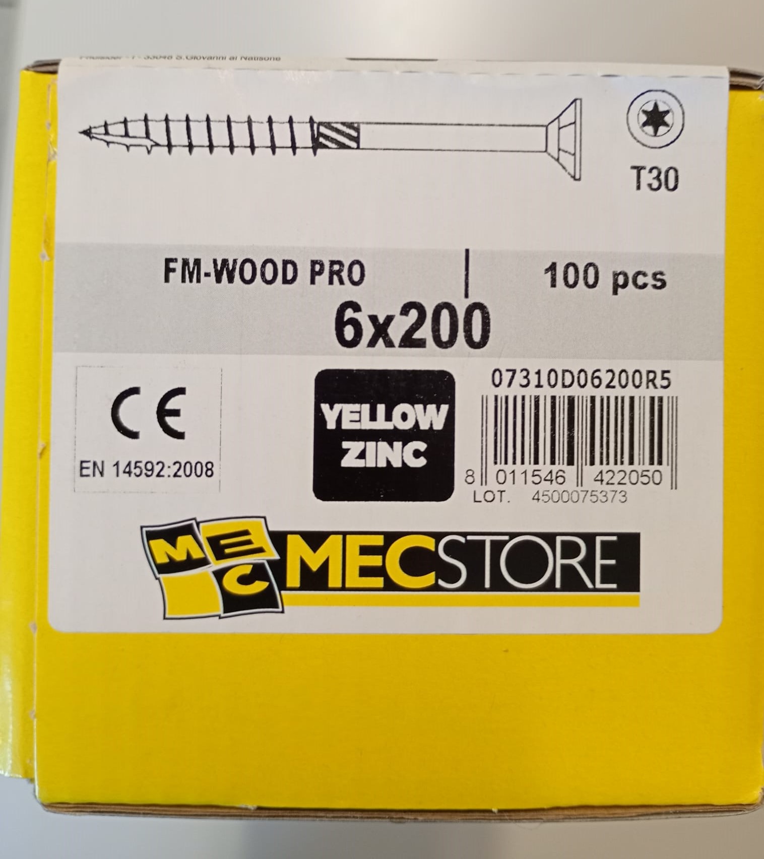 F3018TTT106060 VITE fissaggio legno TPS TORX T30 6x60 zincata gialla cf. 200 pz art.07105D60060 personalizzata MECSTORE Friulsider