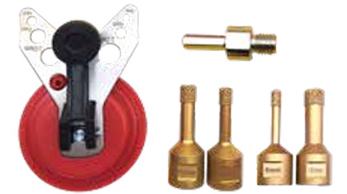 F3034117085 SET FRESE DIAMANTATE 6-8-10-12 mm con ventosa per aspirazione polvere cod.117085 Prof.it/Mistral