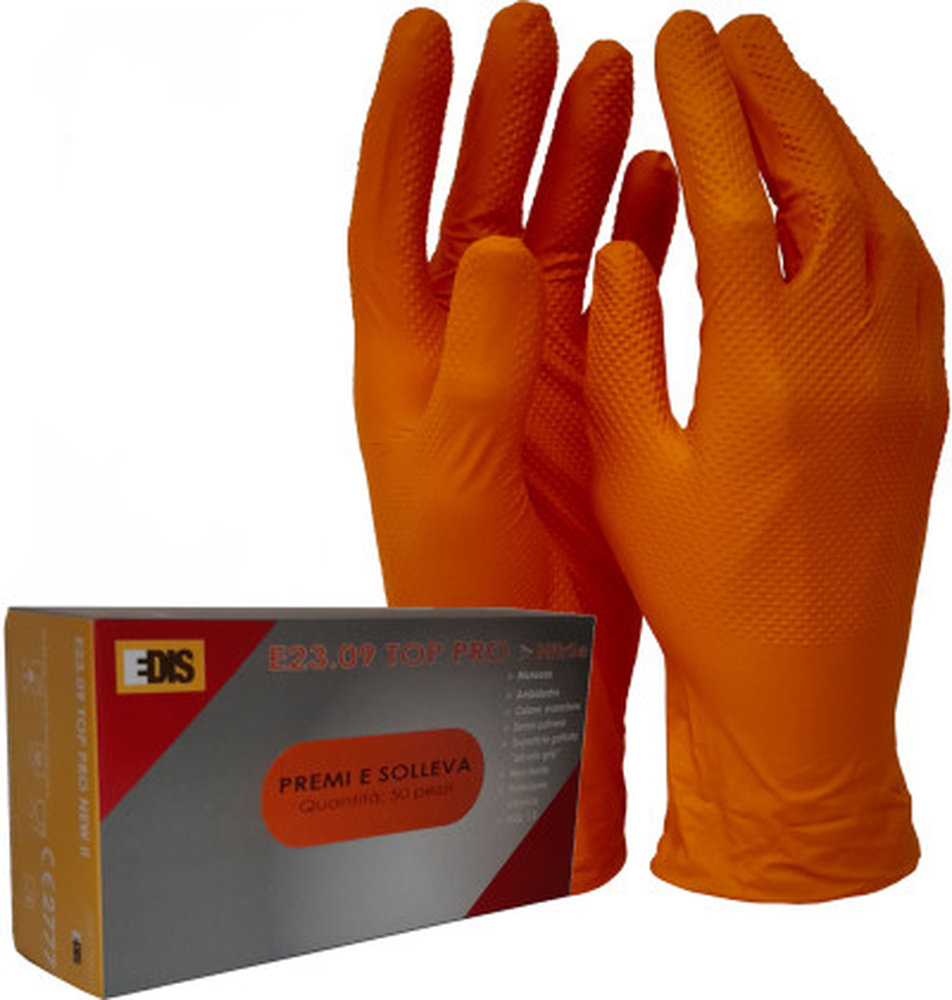 F3046100008 PVS GUANTI E23.09 TG.L NITR. TOP- CF PRO ARANCIO DIAM.GRIP CF.50 PZ Art. 0010758 Cenigomma