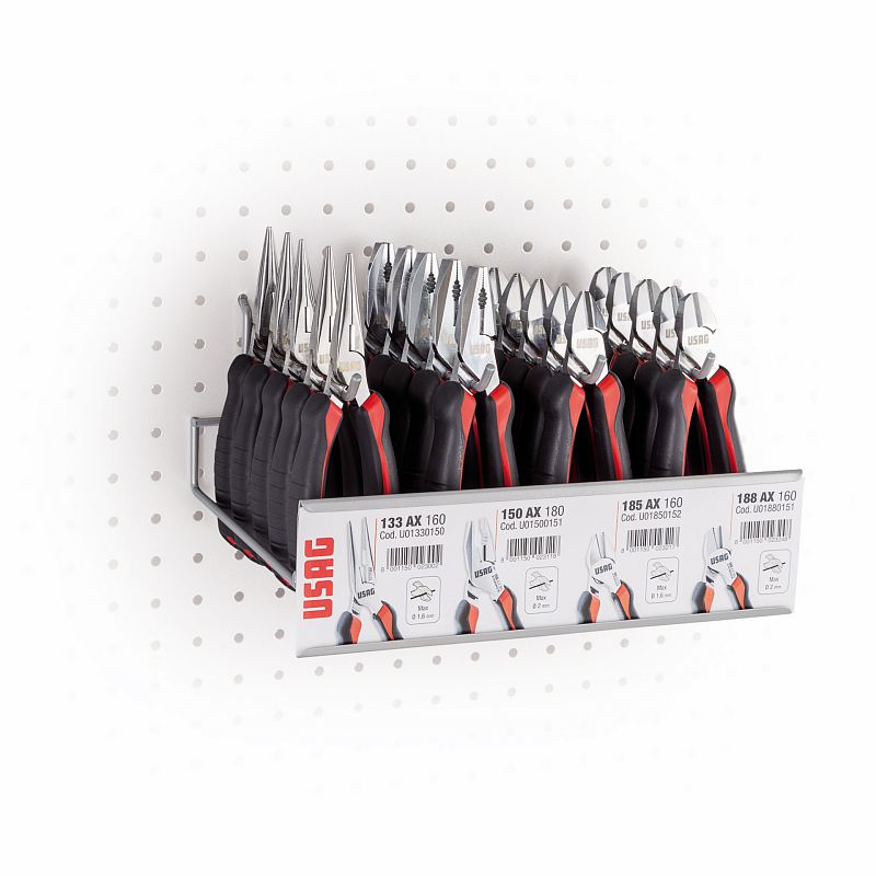 F3054100004 PVS Gancio multiplo da parete per pinze e tronchesi (20 pz), misura: 150 AX/SH20 - 1 - Art. U01500260 Usag