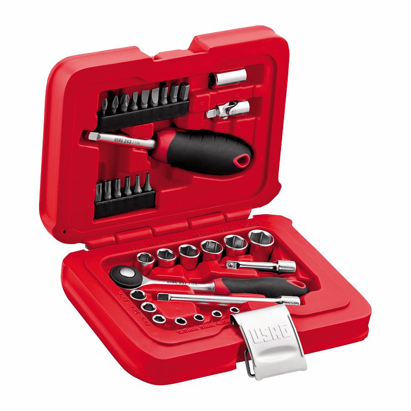 F3054100051 PVS Assortimento in cassetta con bussole esagonali, inserti per avvitatura (34 pz) - Art. U06010001 Usag