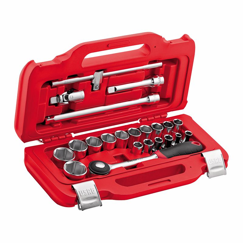 F3054100052 PVS Assortimento in cassetta modulare con bussole esagonali (22 pz), misura: 601 1/2 J22 - 375x186x80 - Art. U06010003 U...