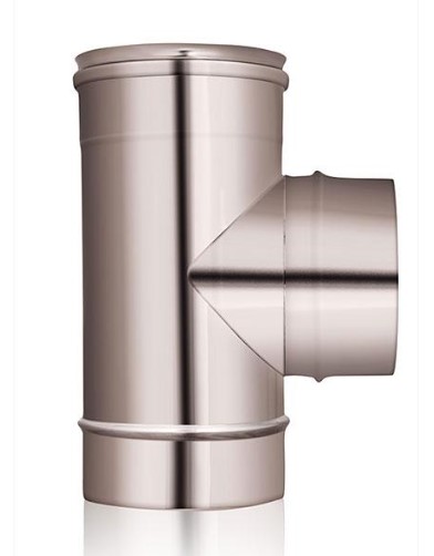 F309945060080 INOX RACCORDO RETTO Ø 80 a 90° Femmina a tenuta T.200 camino monoparete art.4506 Fibrotubi
