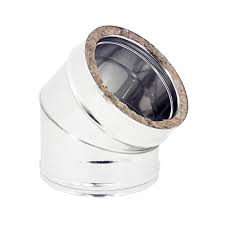 F309945540080 DOPPIAPARETE INOX CURVA Ø 80 a 45° per Tubo INOX camino art.4554 Fibrotubi
