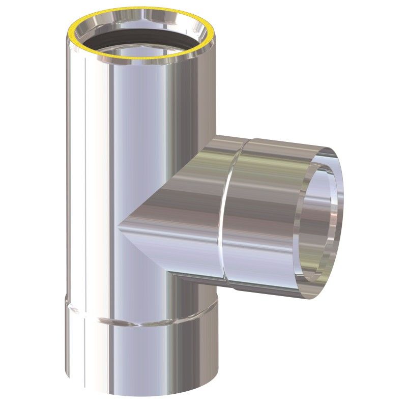 F309945580080 DOPPIAPARETE INOX RACCORDO ISPEZIONABILE Ø 80 CON TAPPO per Tubo INOX camino art.4558 Fibrotubi