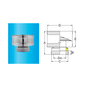 F309945630150 DOPPIAPARETE TESTA camino ANTIVENTO Ø 150 per Tubo INOX camino art.4563 Fibrotubi
