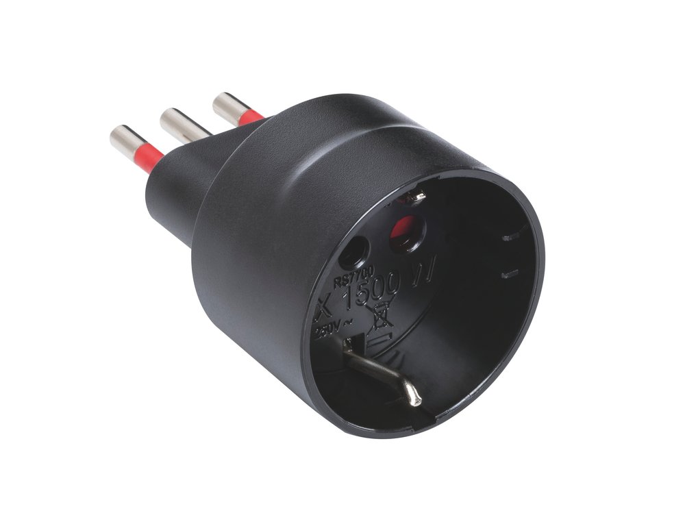 F3764100020 PVS ADATTATORE SCHUKO EMILIA SPECIALIST - PRESA 10/16A SPINA 10A 250V P30 - S11 NERO Art. RS7700N Rosi
