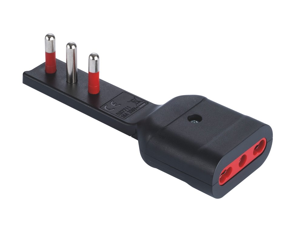 F3764100044 PVS ADATTATORE EMILIA FLAT - PRESA/SPINA 16A 2P+T 250V NERO Art. RS7711N Rosi