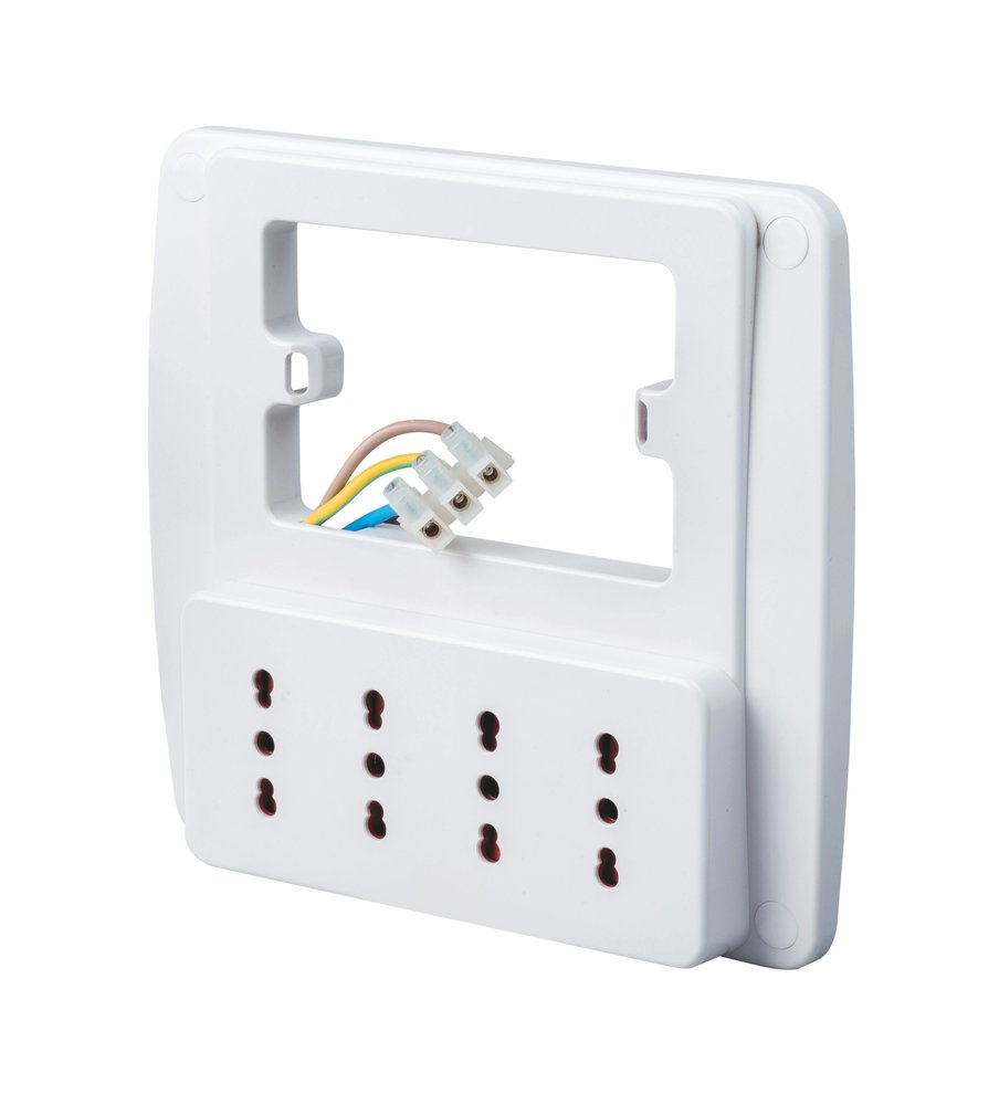 F3764100049 PVS MULTIPRESA PARETE EMILIA SMART 4 PRESE BIVALENTI 10/16 A BIANCA PER SCATOLA 3 POSTI - BIANCA Art. RS94130 Rosi