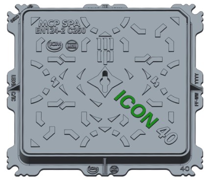 F380510005 MCP Art. LEO40C/IC C250 CHIUSINO GHISA LEONARDO ICON Dim. Est. telaio 400X400mm MCP