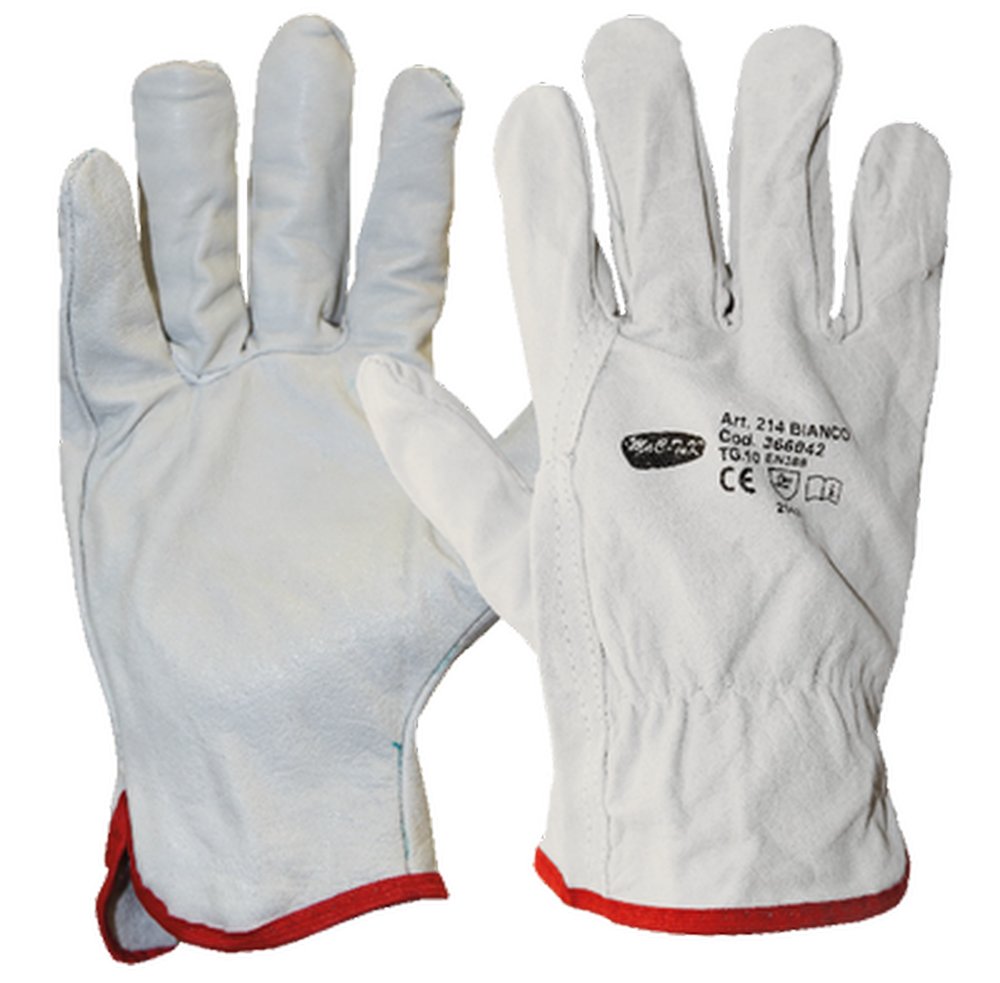 F3807010024 PVS GUANTI TUTTO PELLE FIORE BIANCHI TG.10 Art. 000550 0899 400 75 01 Unifix