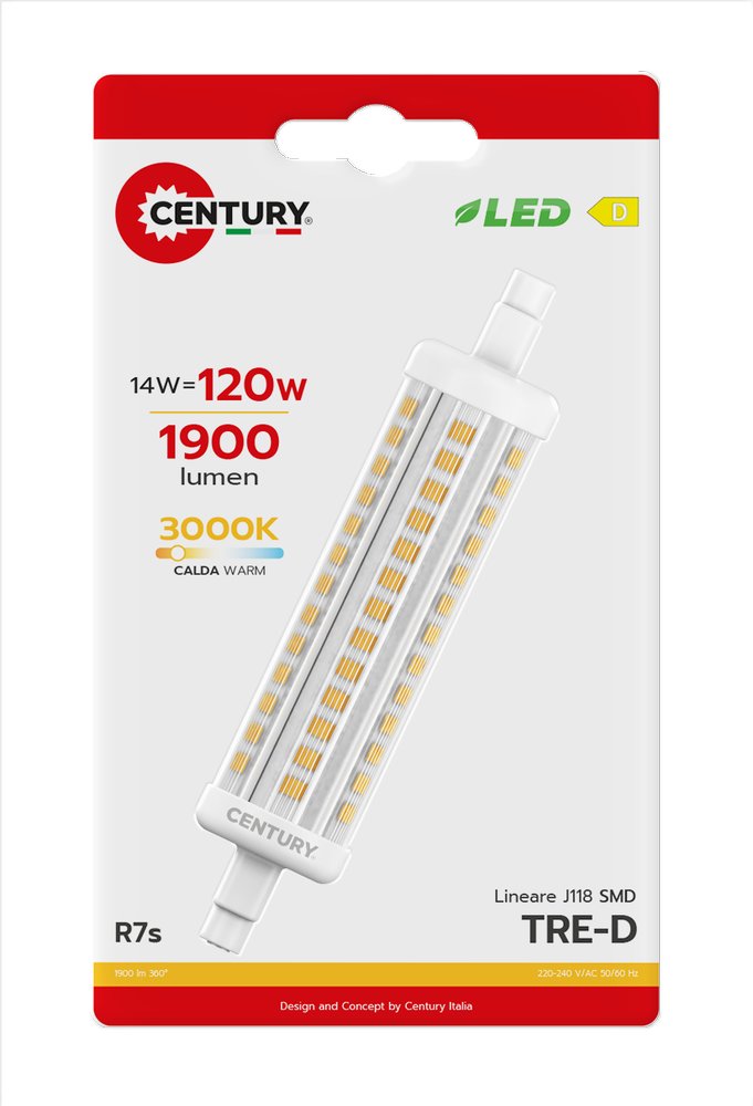 F39751003 PVS LAMP. LED TRE-D 14W R7S 3000K Art. TR-1411830BL Century