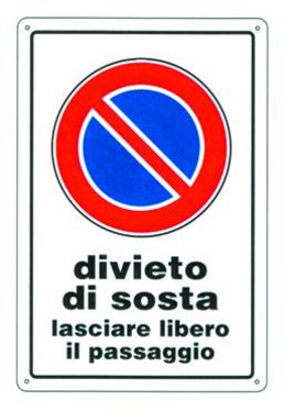 F39770097 PVS CARTELLI DIV.SOSTA LIB.PASSAG.PL.20X30 Art. 053305 Andrighetti