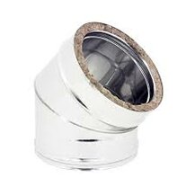 F309945540080 DOPPIAPARETE INOX CURVA Ø 80 a 45° per Tubo INOX camino art.4554 Fibrotubi
