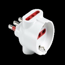 F3764100025 PVS ADATTATORE TRIPLO EMILIA SPECIALIST - 3 PRESE 10/16A - SPINA 16A 250V P40-P17/11-S17 BIANCO Art. RS7705B Rosi