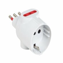 F3764100027 PVS ADATTATORE TRIPLO EMILIA SPECIALIST - 1 PRESE 10/16A - 2 PRESE 10A SPINA 10A 250V P30-P11-S11 BIANCO Art. RS7704B Ro...