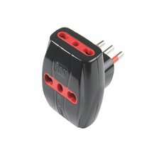 F3764100030 PVS TRIPLA CON SPINA 10A E 3 PRESE 10/16A CON DISPOSITIVO DI PROTEZIONE DA SOVRACORRENTE - NERO Art. RS78042T Rosi