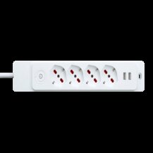 F3764100039 PVS MULTIPRESA EMILIA SPECIALIST 4 POSTI + 2 USB, CON INTERRUTTORE E 1,5M CAVO, BIANCA Art. RS8422UB Rosi
