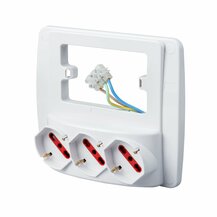 F3764100051 PVS MULTIPRESA DA PARETE EMILIA SMART CON 3 PRESE SCHUKO BIVALENTI 10/16 A BIANCA- BIANCA Art. RS94132 Rosi