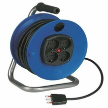 F3764100064 PVS AVVOLGICAVO 25MT CAVO 3G1,5 CON 4 PRESE SCHUKO BIV. E SPINA 3P 16A + DISGIUNTORE TERMICO Art. CR14254BN Rosi