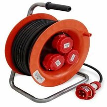 F3764100146 PVS AVVOLGICAVO 30MT CAVO H07RNF 4G2,5 CON 3 PRESE 16A 4P 380V IP67 + DISGIUNTORE Art. 4007 Rosi