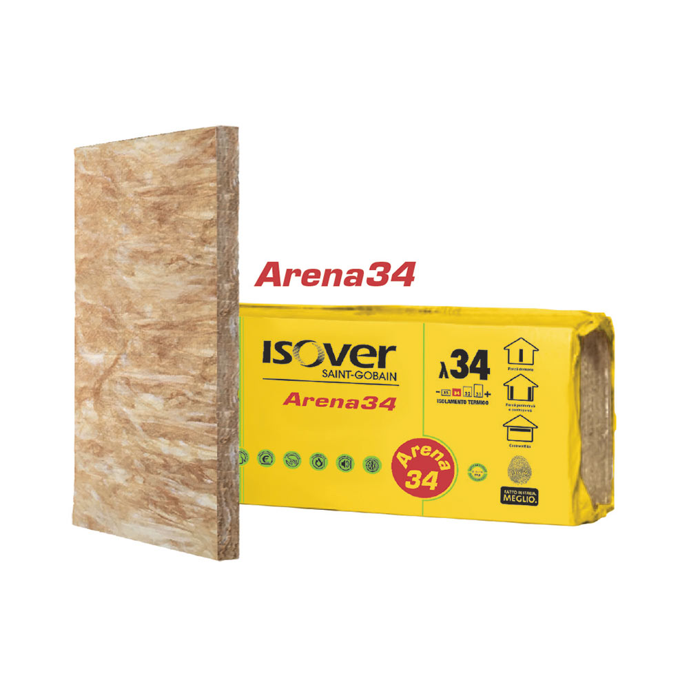 E38060006 ISOVER ARENA 34 lana minerale  spessore 95 mm 1 pacco=6.96 mq 1 bc=139.2 mq art. 5200922787