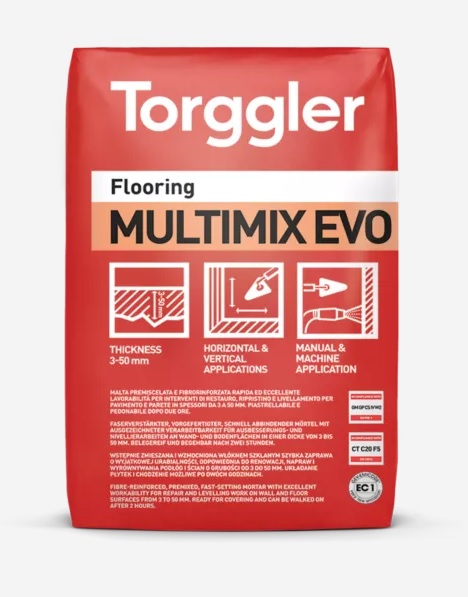 F30015454 MULTIMIX EVO GRIGIO malta premiscelata fibrorinforzata rapida sacco da 25 kg art.5454 Torggler