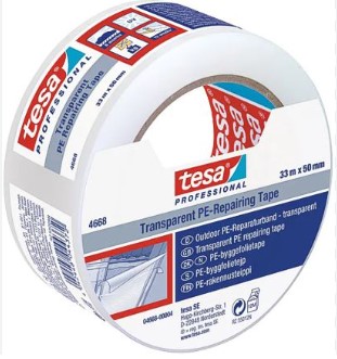 F3013T4668-04 NASTRO in POLIPROPILENE TRASPARENTE 50mm x 33MT per riparazioni plastica/serre Art. 04668-00004-02 Tesa