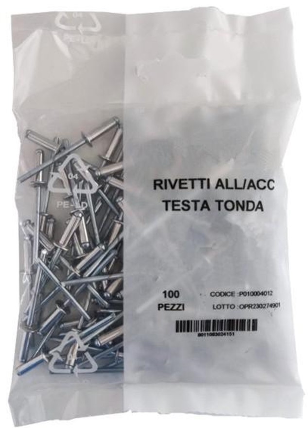 F39770207 PVS RIVETTI ALL.T.EXTRA LARG.4,8X18 PZ.50 CF 5 Art. 157177 Andrighetti